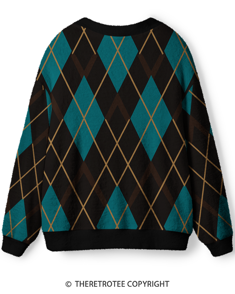 TheRetroTee Vintage 1990s Argyle Unisex Cardigan Sweater