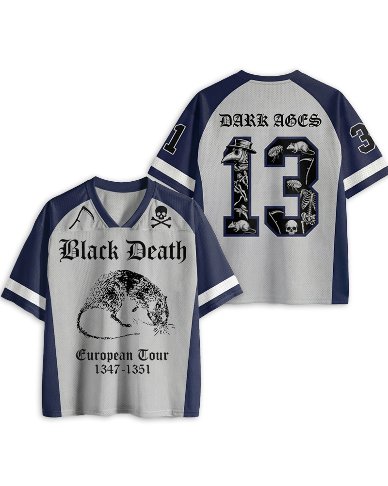 TheRetroTee Black Death European Tour Gothic Horror Mesh Jersey
