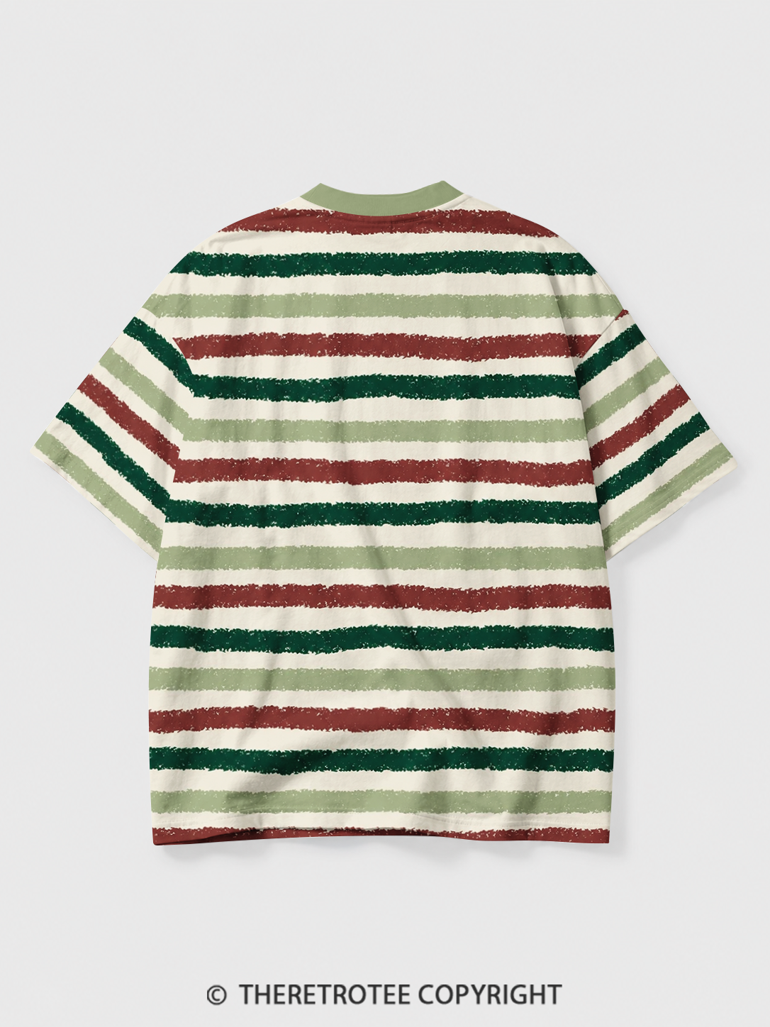 TheRetroTee Christmas Tree Fair Isle Eco Oversized Striped Ringer T-Shirt