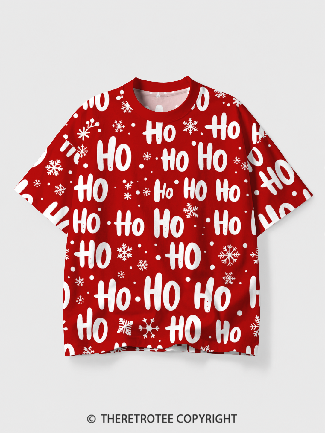 TheRetroTee Christmas Tree Fair Isle Eco Oversized Striped Ringer T-Shirt