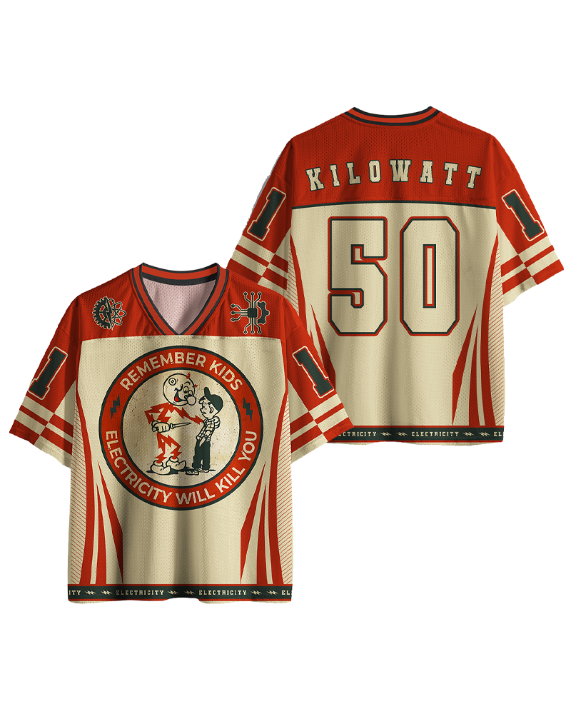 TheRetroTee Electricity Will Kill You Kids 1950s Mesh Jersey