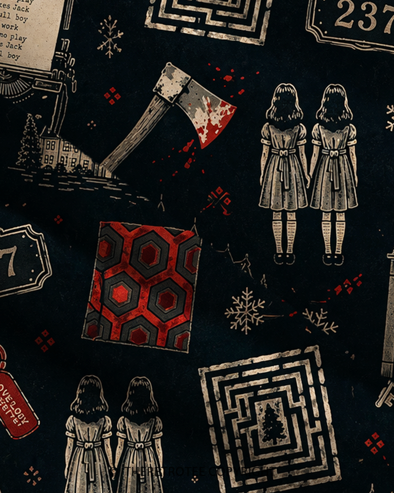 TheRetroTee Vintage Horror Haunted Hotel Dark Graphic Strappy Maxi Dress