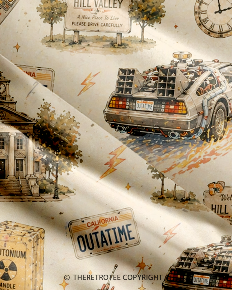 TheRetroTee 1980s Retro Time Travel Car Vintage Sci-Fi Graphic Strappy Maxi Dress