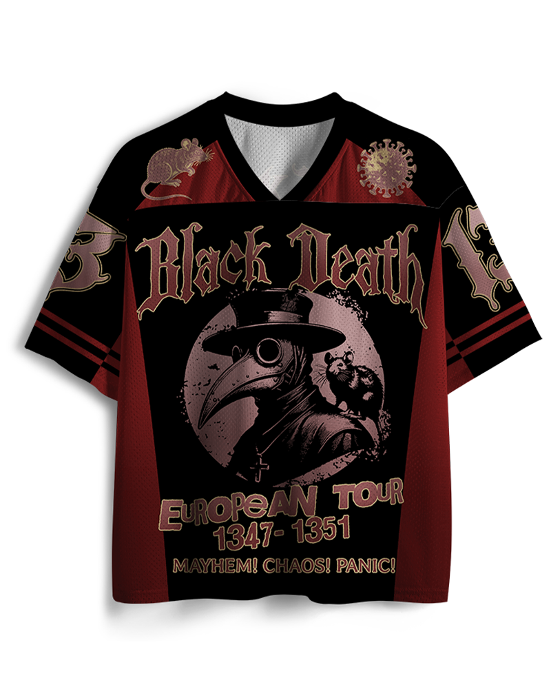 TheRetroTee Black Death European Tour 1970s Mesh Jersey