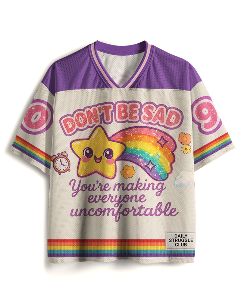 TheRetroTee Sarcastic Rainbow Star 1970s Mesh Jersey