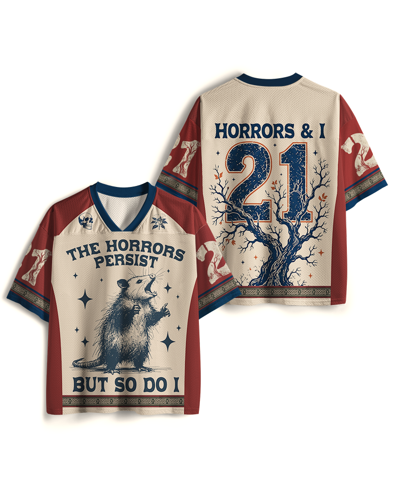 TheRetroTee The Horrors Persist But So Do I 1970s Mesh Jersey