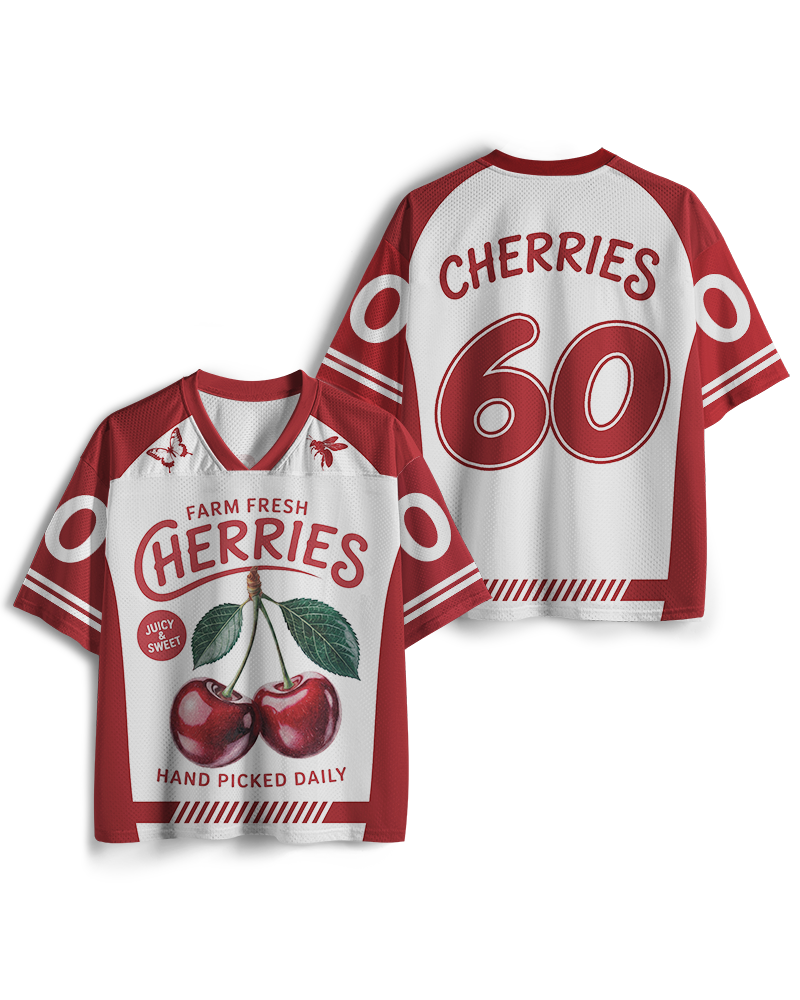 TheRetroTee Cherry Cottagecore 1960s Mesh Jersey