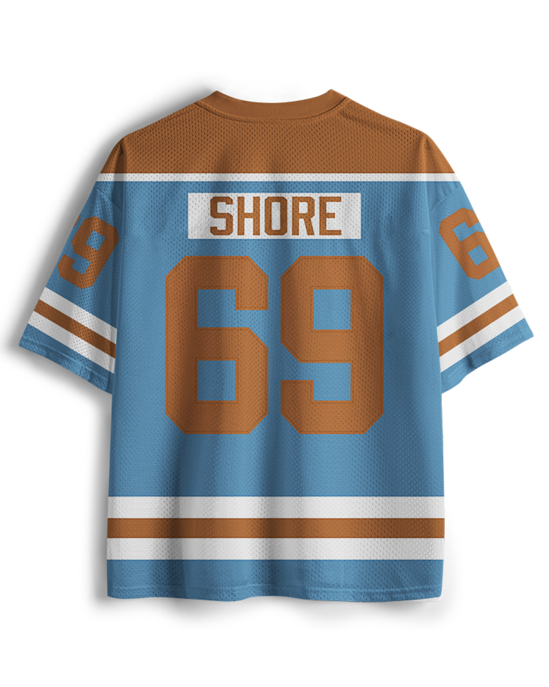 TheRetroTee Bulldog #69 Light Blue & Brown Hockey Mesh Jersey
