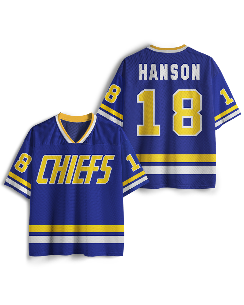 TheRetroTee Hockey #18 Blue & Yellow Fan Mesh Jersey