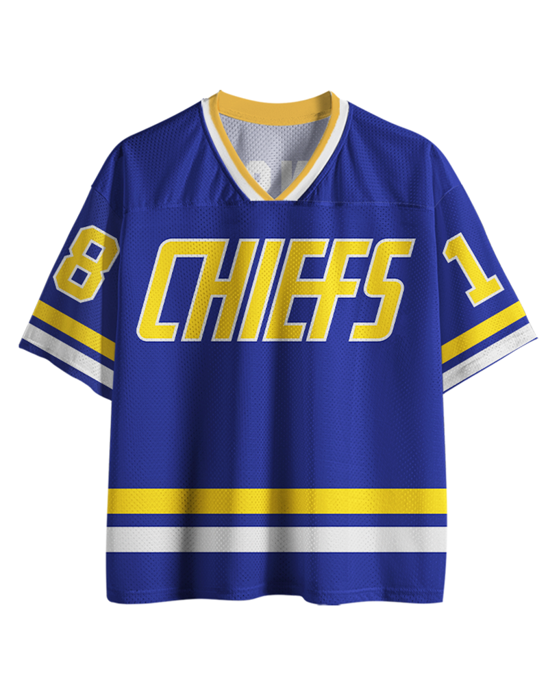 TheRetroTee Hockey #18 Blue & Yellow Fan Mesh Jersey