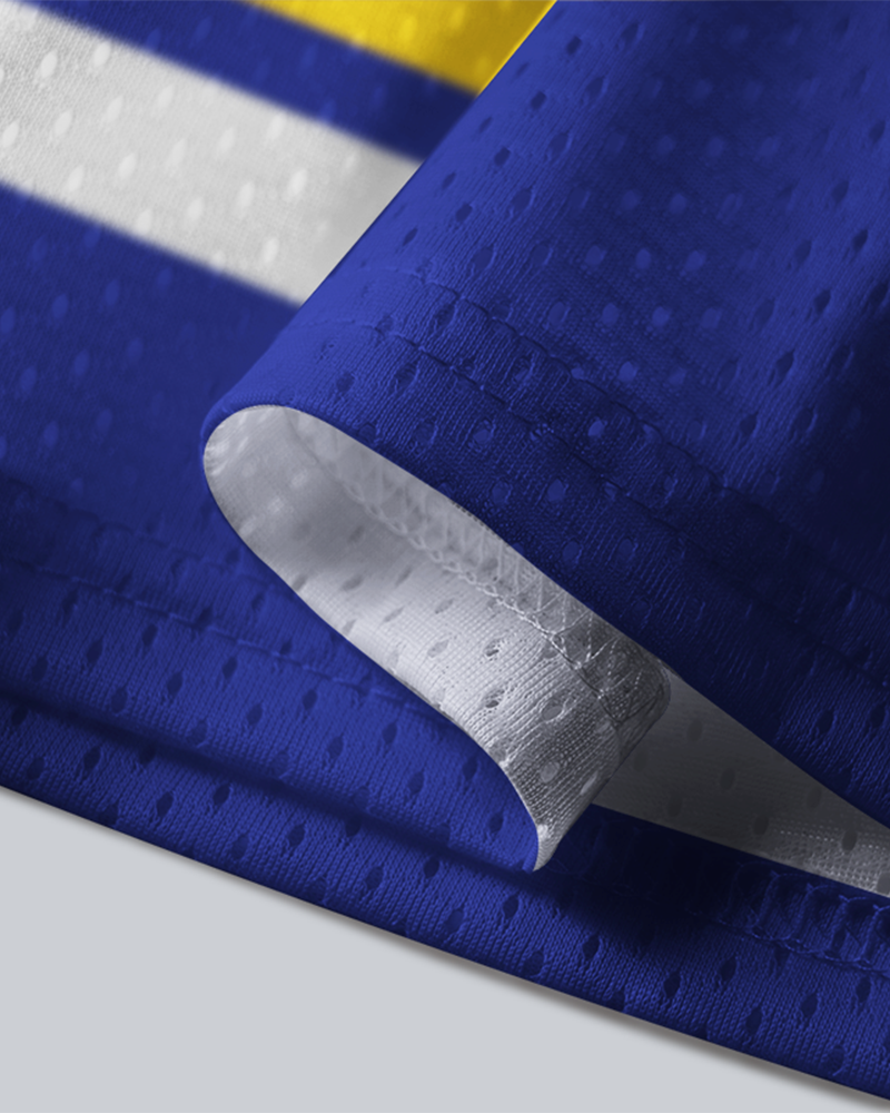TheRetroTee Hockey #18 Blue & Yellow Fan Mesh Jersey