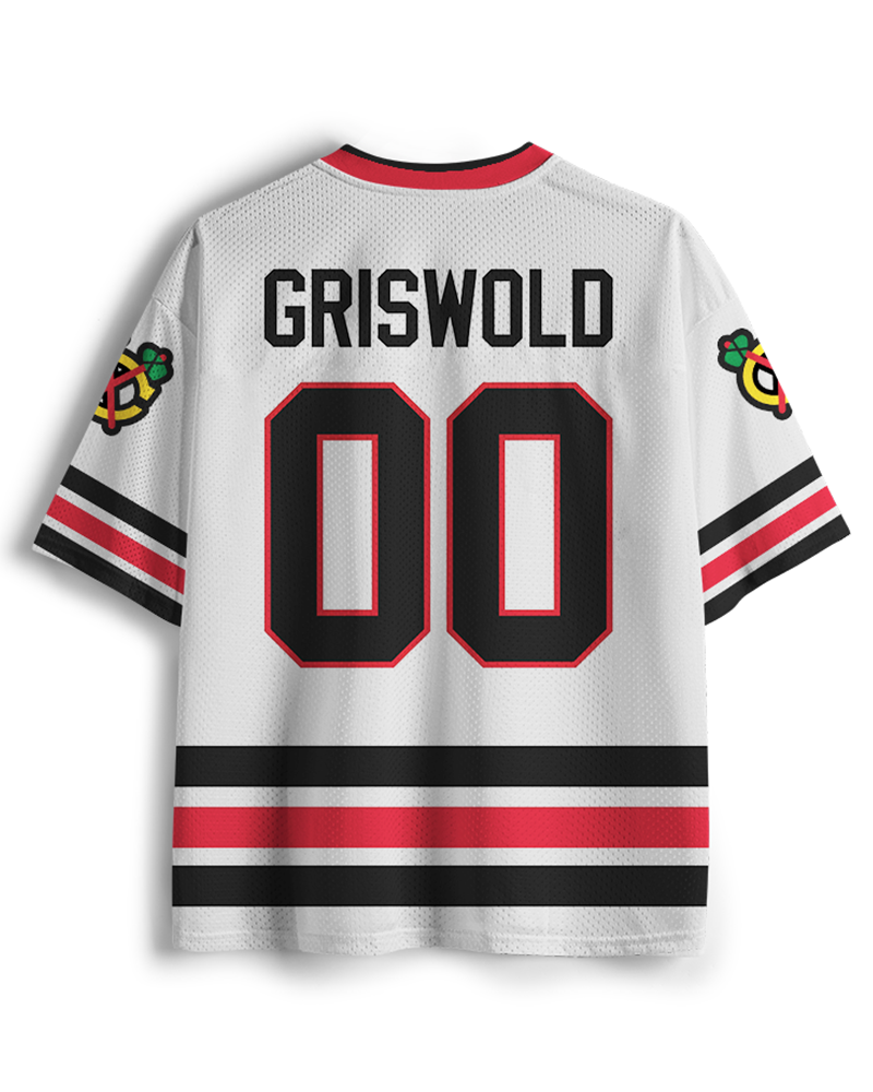 TheRetroTee Holiday Hockey #00 White Ice Rink Fan Movie-Inspired Mesh Jersey