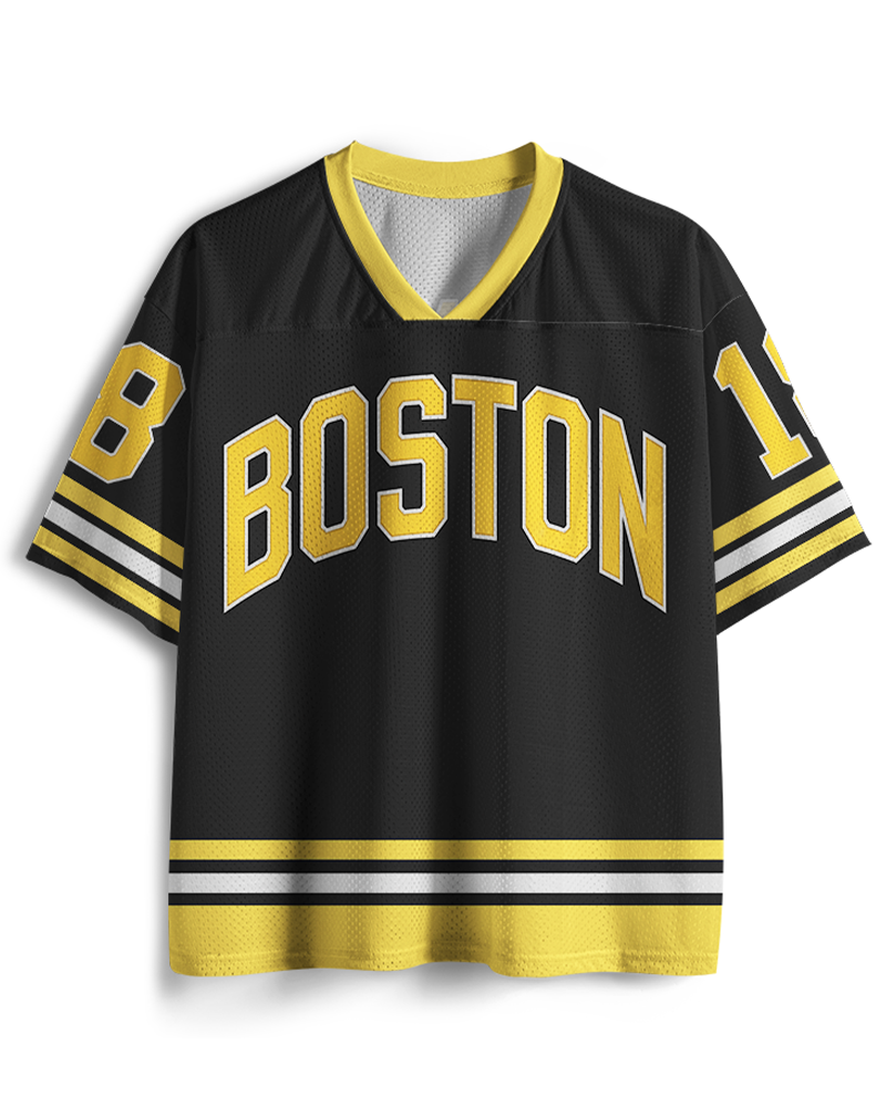 TheRetroTee Sports Comedy Boston #18 Hockey Mesh Jersey