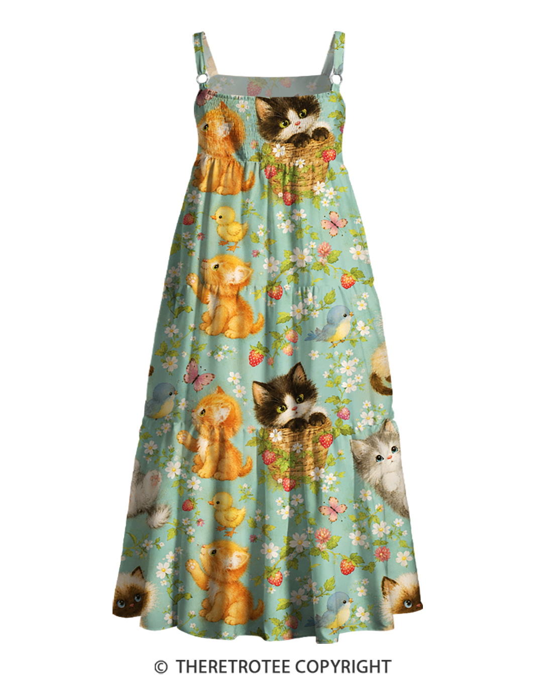 TheRetroTee Whiskers & Wildberries 1970s Strappy Maxi Dress