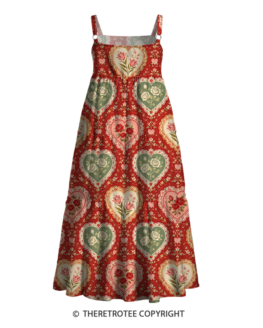 TheRetroTee Sweetheart Garden Patchwork 1950s Strappy Maxi Dress