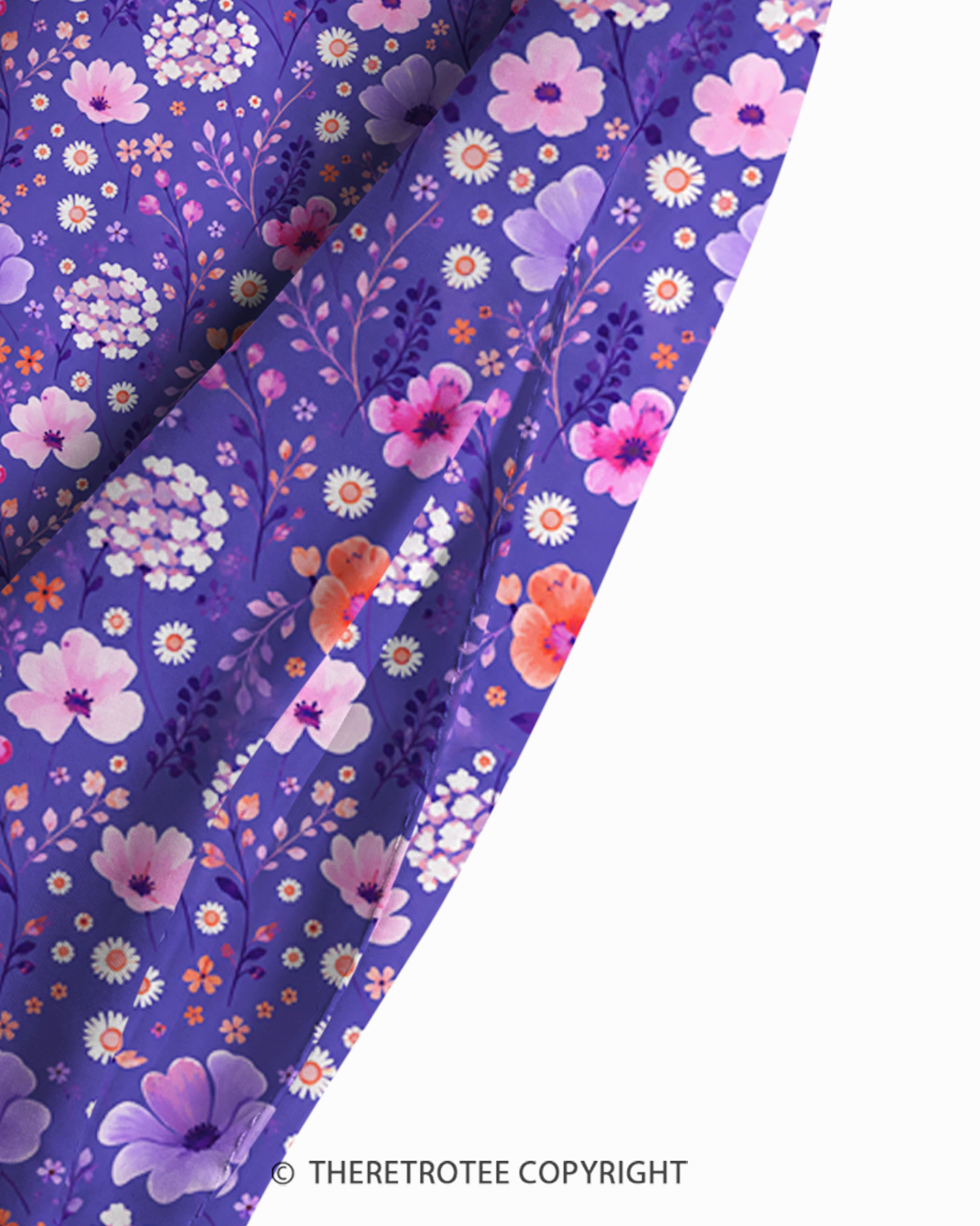 TheRetroTee Lavender Bloom Meadow 1970s Strappy Maxi Dress