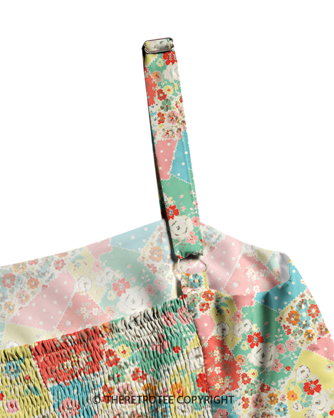 TheRetroTee Granny’s Garden Patchwork 1980s Strappy Maxi Dress