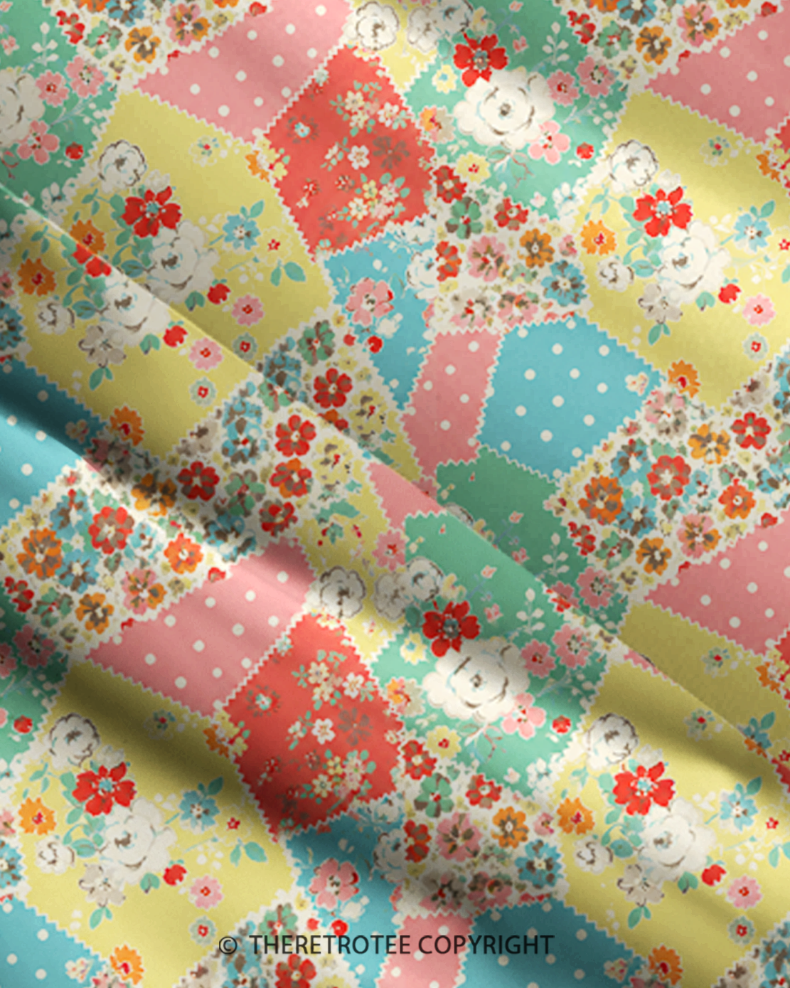 TheRetroTee Granny’s Garden Patchwork 1980s Strappy Maxi Dress