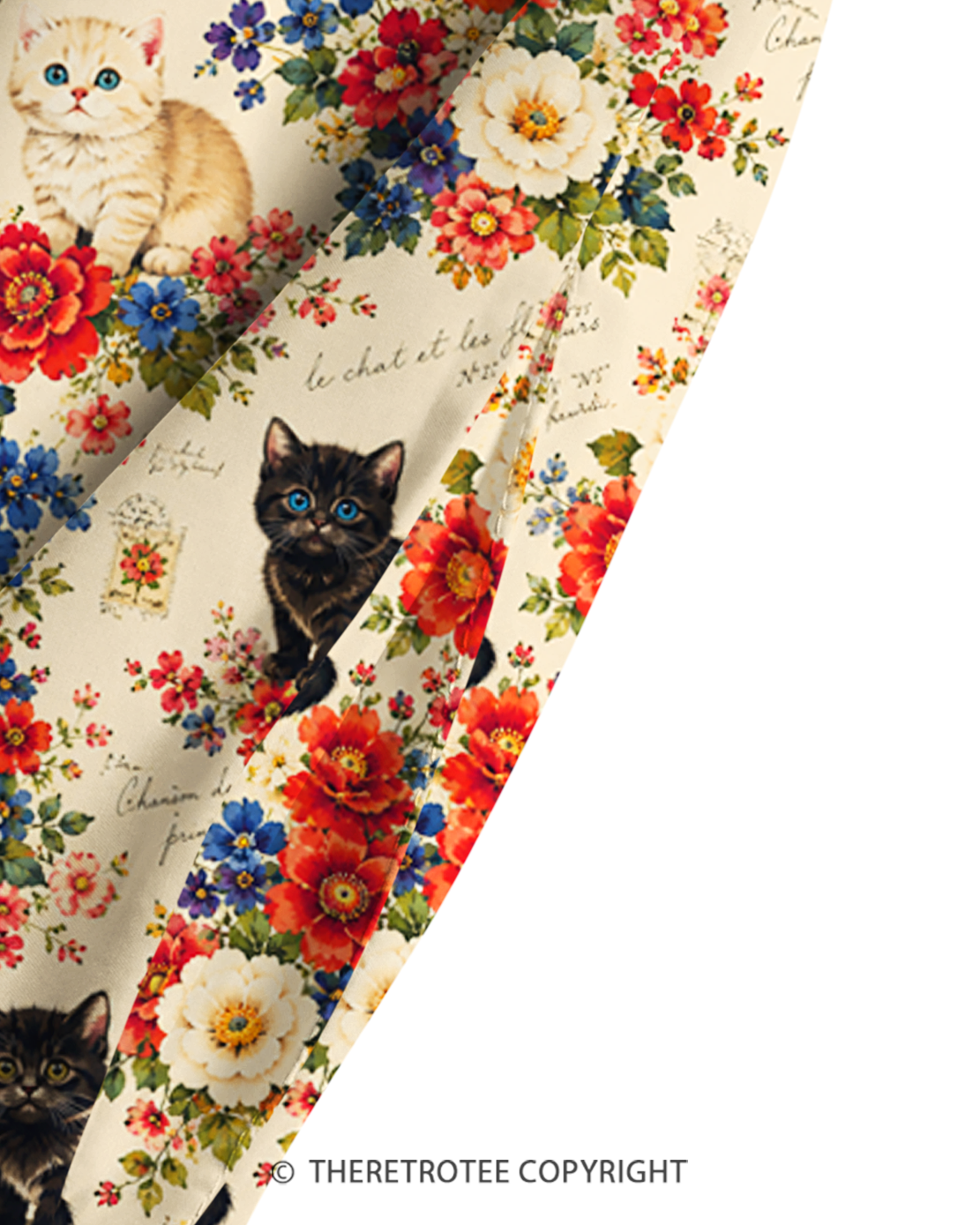 TheRetroTee Parisian Kitty Bouquet 1960s Strappy Maxi Dress
