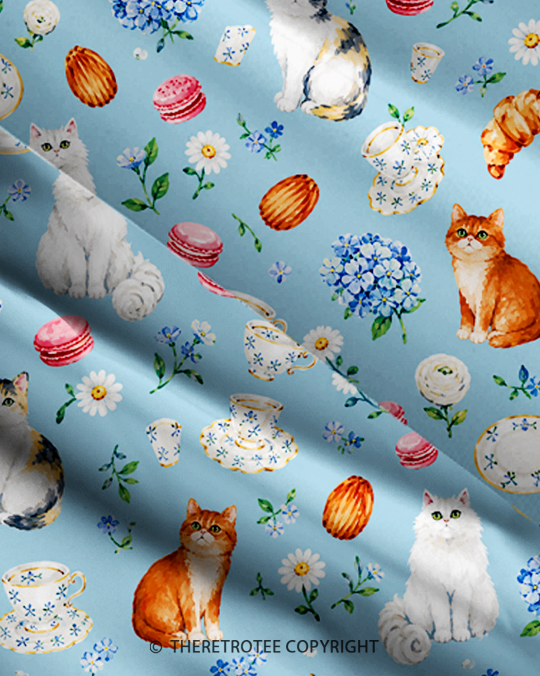 TheRetroTee Tea Time Cat Café 1950s Strappy Maxi Dress