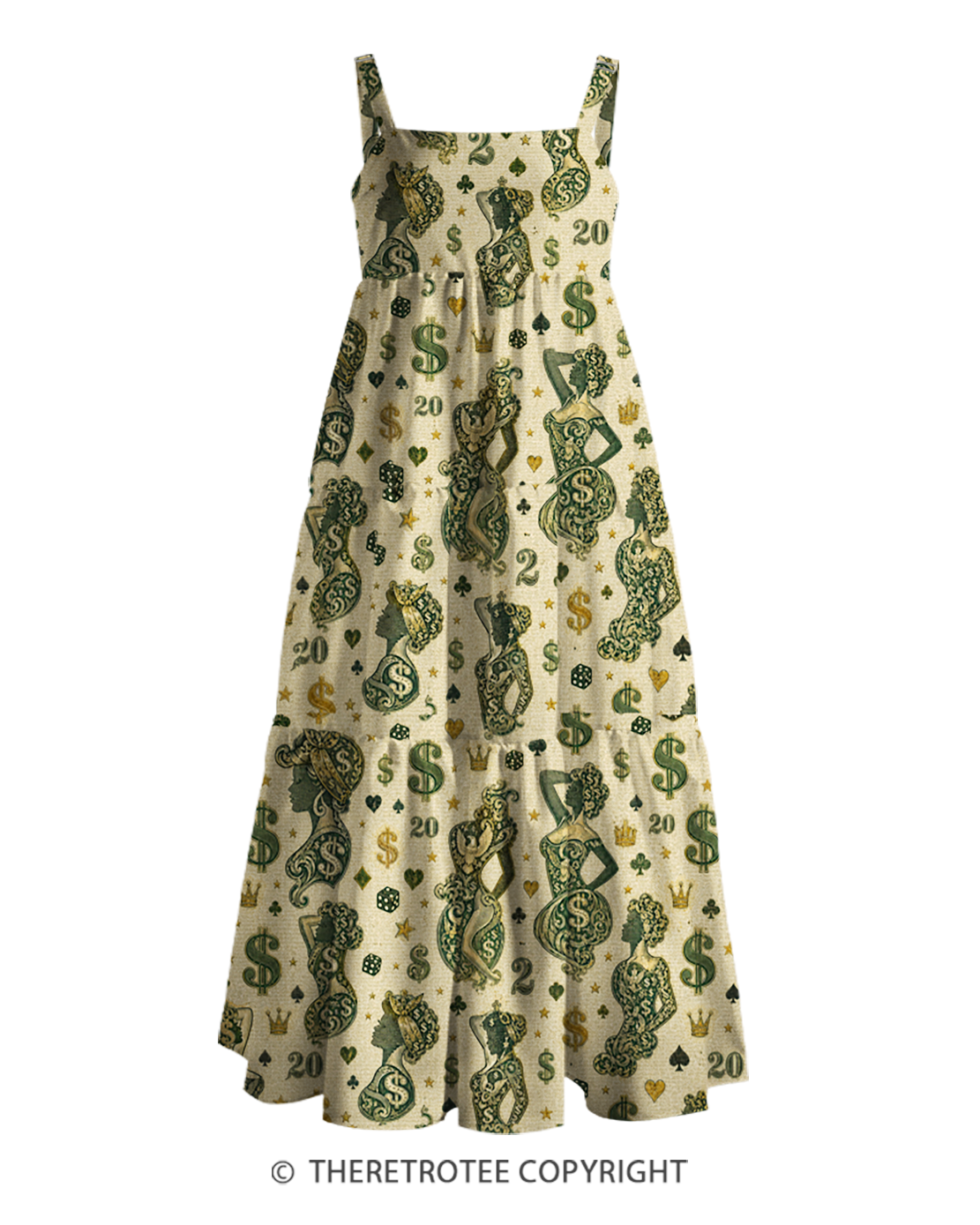 TheRetroTee Money Queen Casino 2000s Strappy Maxi Dress