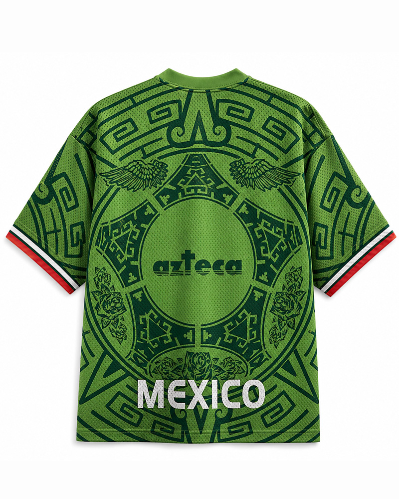 TheRetroTee Mexico Virgen De Guadalupe Green Mesh Jersey