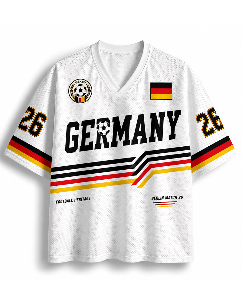 TheRetroTee Germany Classic Football Fan Mesh Jersey