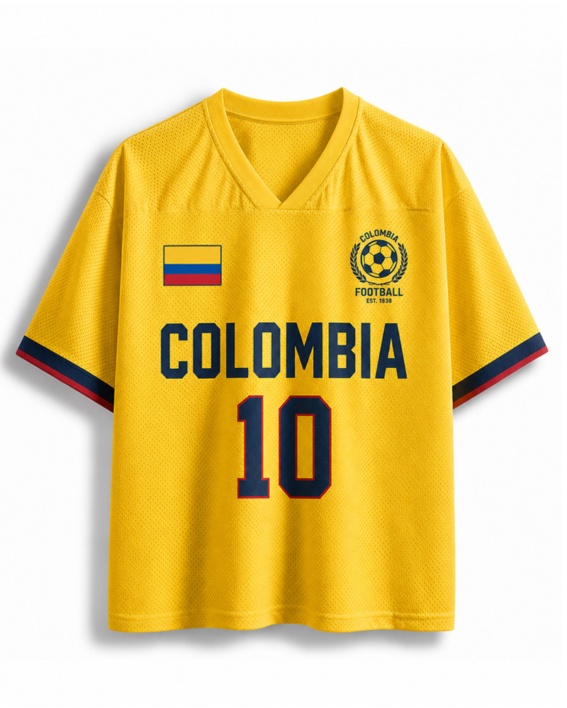 TheRetroTee Vintage Colombia Football Heritage Mesh Jersey