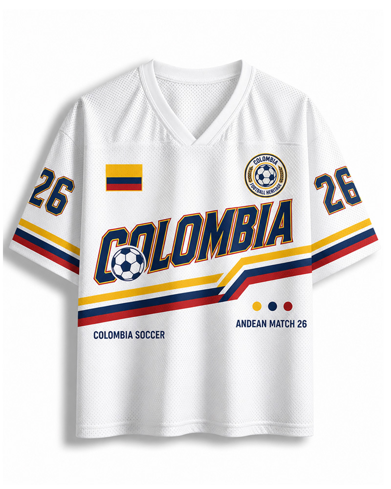 TheRetroTee Vintage Colombia Football Heritage Mesh Jersey
