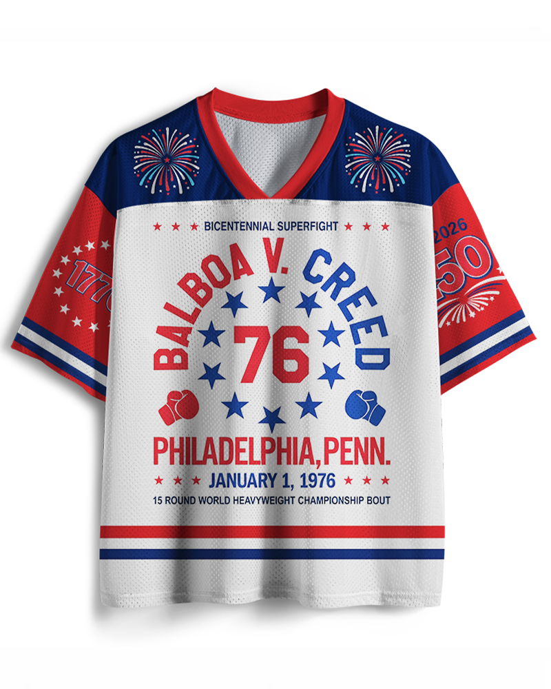 TheRetroTee American Dream 1970s Vintage 4th of July Mesh Jersey