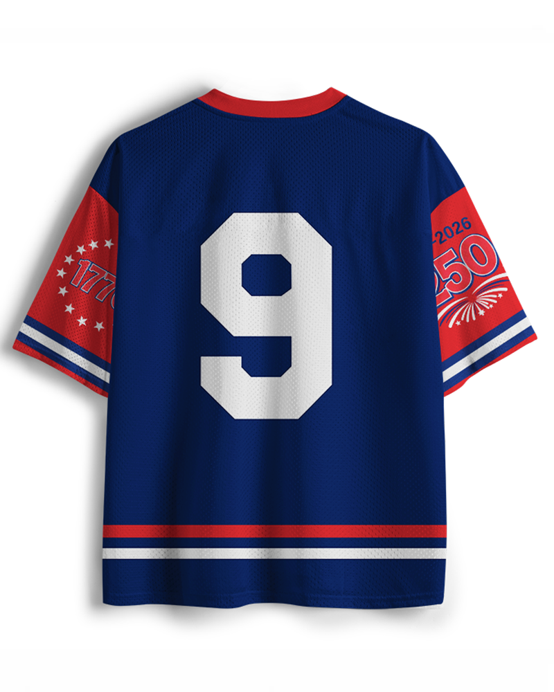 TheRetroTee American Dream 1970s Vintage 4th of July Mesh Jersey