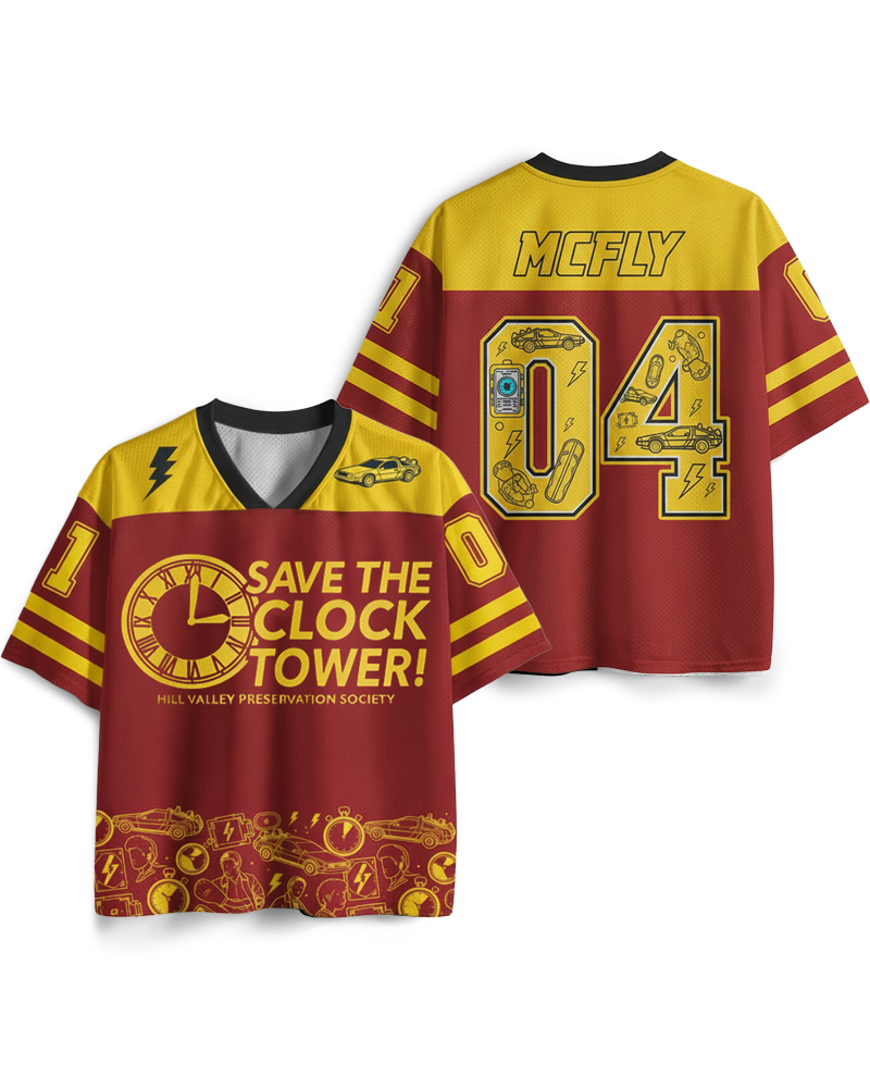TheRetroTee Save The Clock Tower 1980s Mesh Jersey
