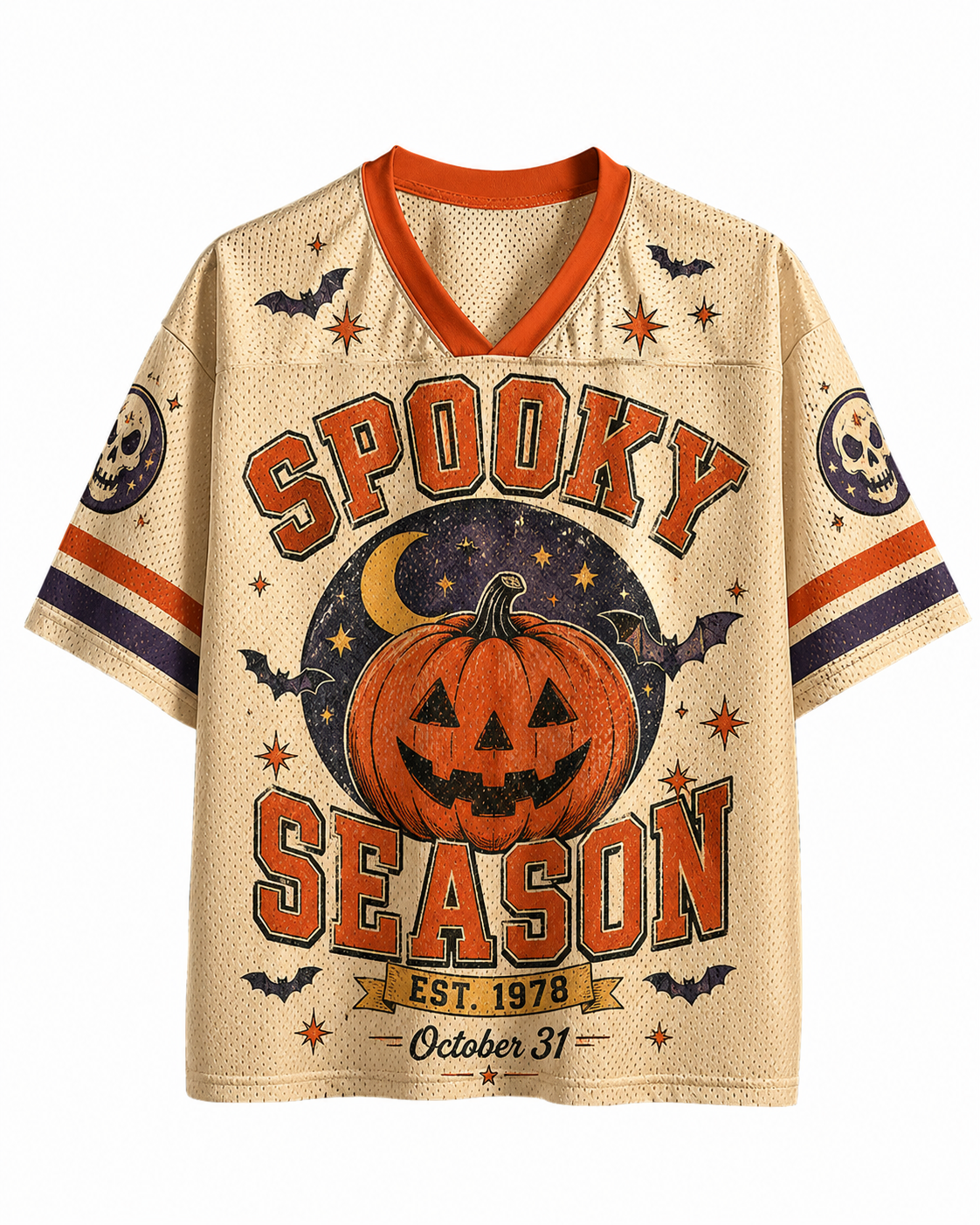 TheRetroTee Spooky Season Vintage Halloween Mesh Jersey