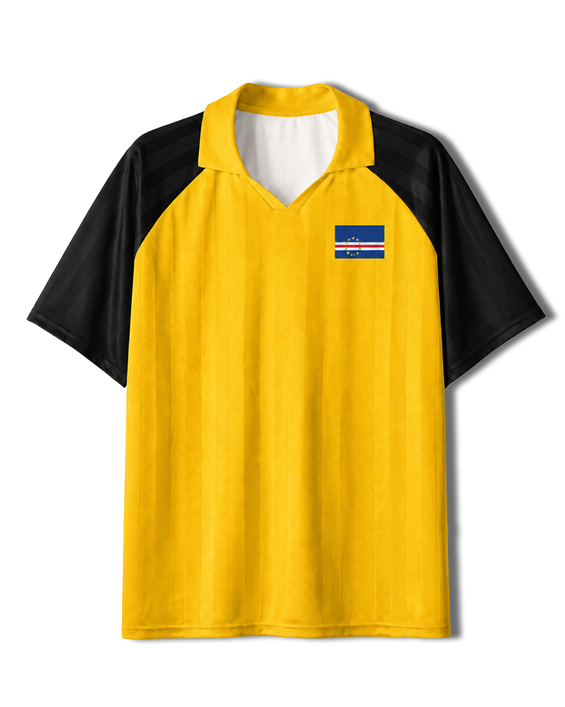 TheRetroTee Cabo Verde Golden Momentum Collar Soccer Jersey