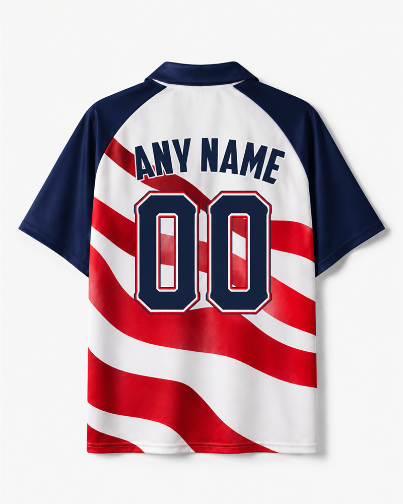 TheRetroTee United States Freedom Wave Collar Soccer Jersey