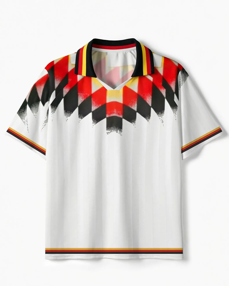 TheRetroTee Black Red Gold Gradient Checkerboard 1994 Polo Mesh Jersey
