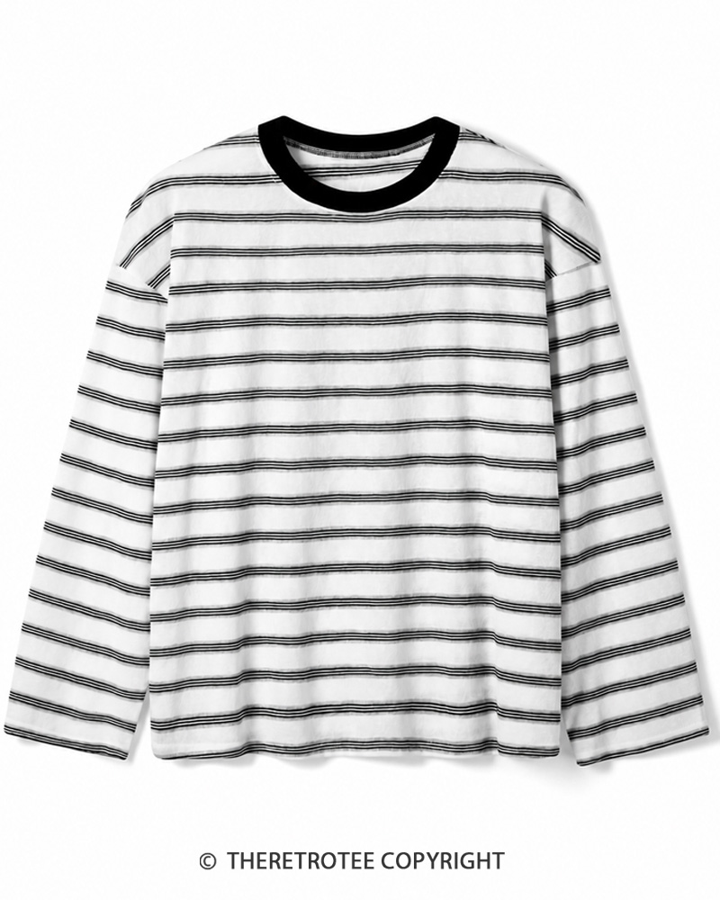 TheRetroTee Retro Heritage Striped Long Sleeve T-Shirt