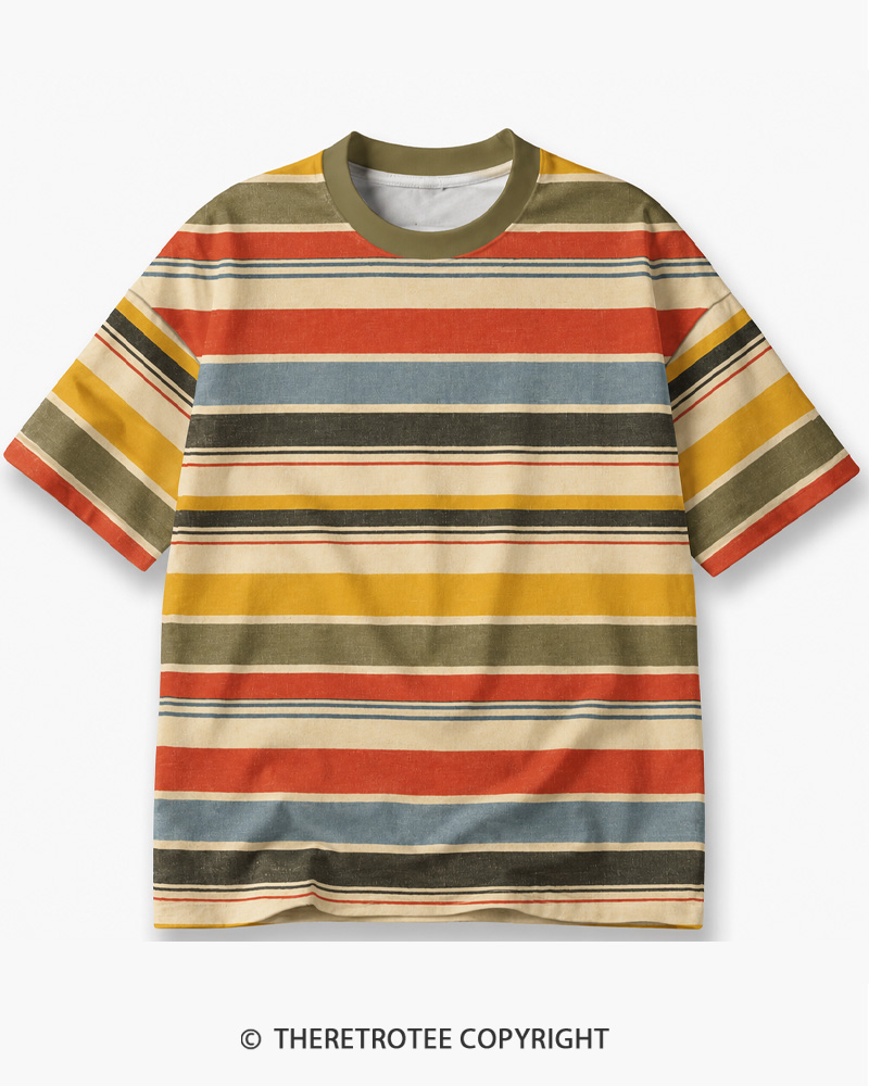 TheRetroTee Summer of '78 California Harvest Cotton Striped Ringer T-Shirt