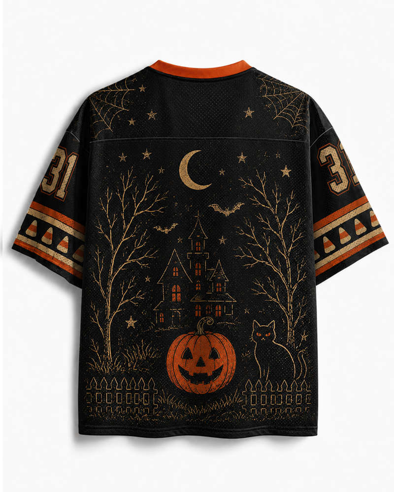 TheRetroTee Halloween Spooky Season Mesh Jersey