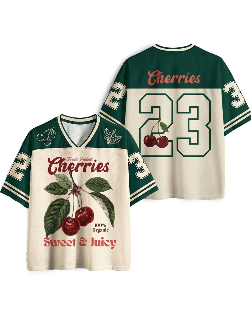 TheRetroTee Vintage Cherry 1950s Mesh Jersey