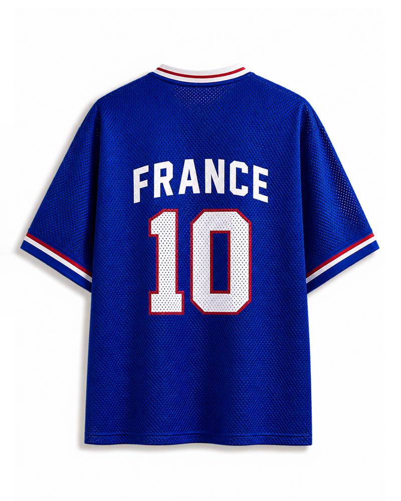TheRetroTee France #10 Soccer Retro European Football Mesh Jersey
