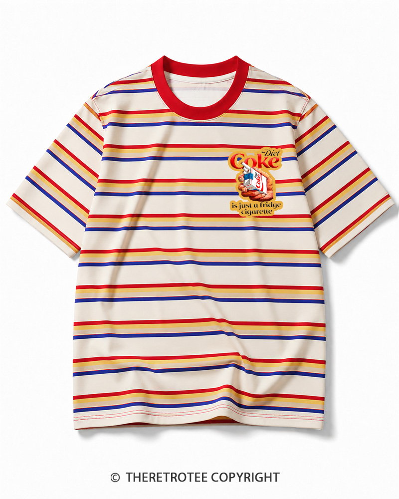 TheRetroTee Diet Coke 1990s Striped Ringer T-Shirt