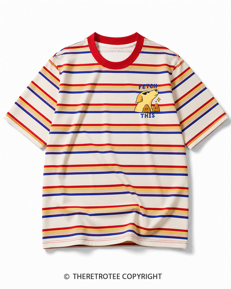 TheRetroTee Fetch This 1990s Striped Ringer T-Shirt