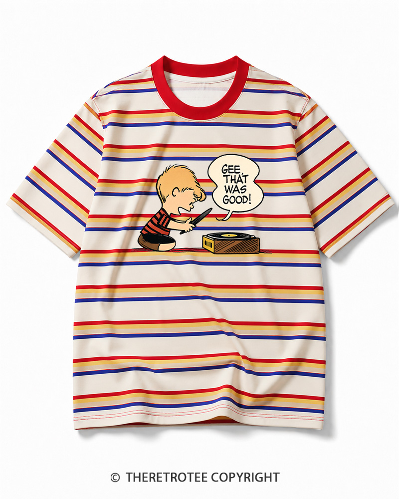 TheRetroTee Gee That Was Good! 1950s Striped Ringer T-Shirt