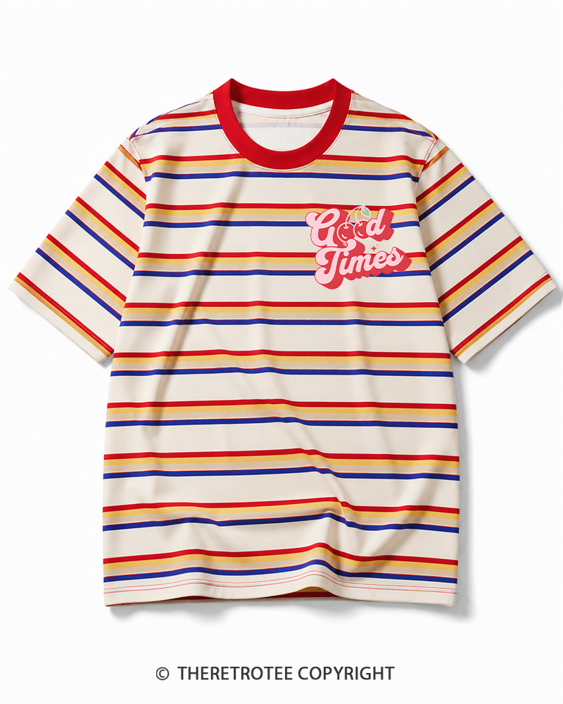 TheRetroTee Good Times 1970s Striped Ringer T-Shirt