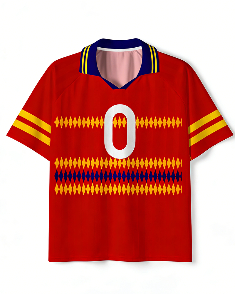 TheRetroTee Retro 1994 Red Yellow Blue Diamond Polo Mesh Jersey