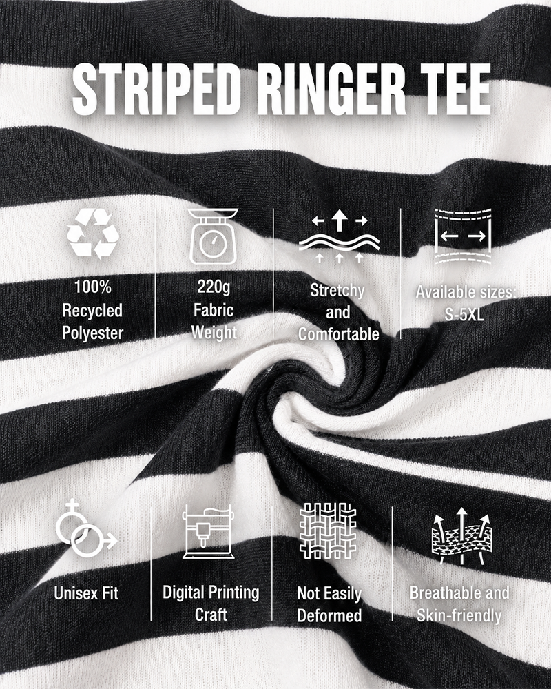 11TheRetroTee 90s Nostalgic Striped Ringer T-Shirt