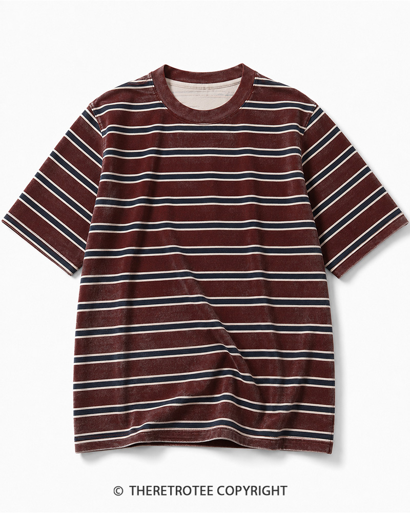 TheRetroTee 70s-Inspired Striped Ringer T-Shirt