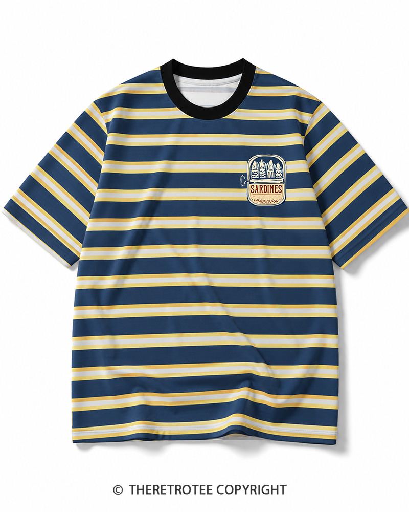 TheRetroTee Vintage Sardine Tin 1960s Striped Ringer T-Shirt