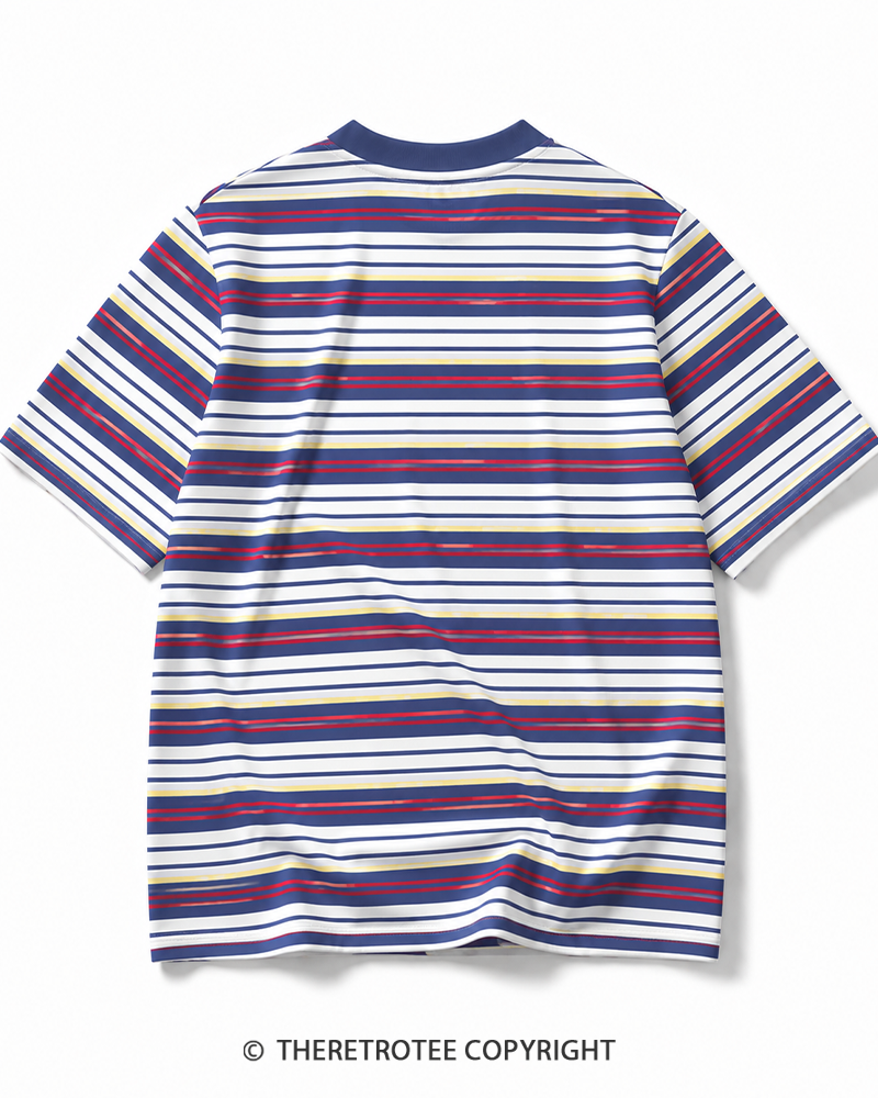 TheRetroTee Vintage Casual Striped Ringer T-Shirt